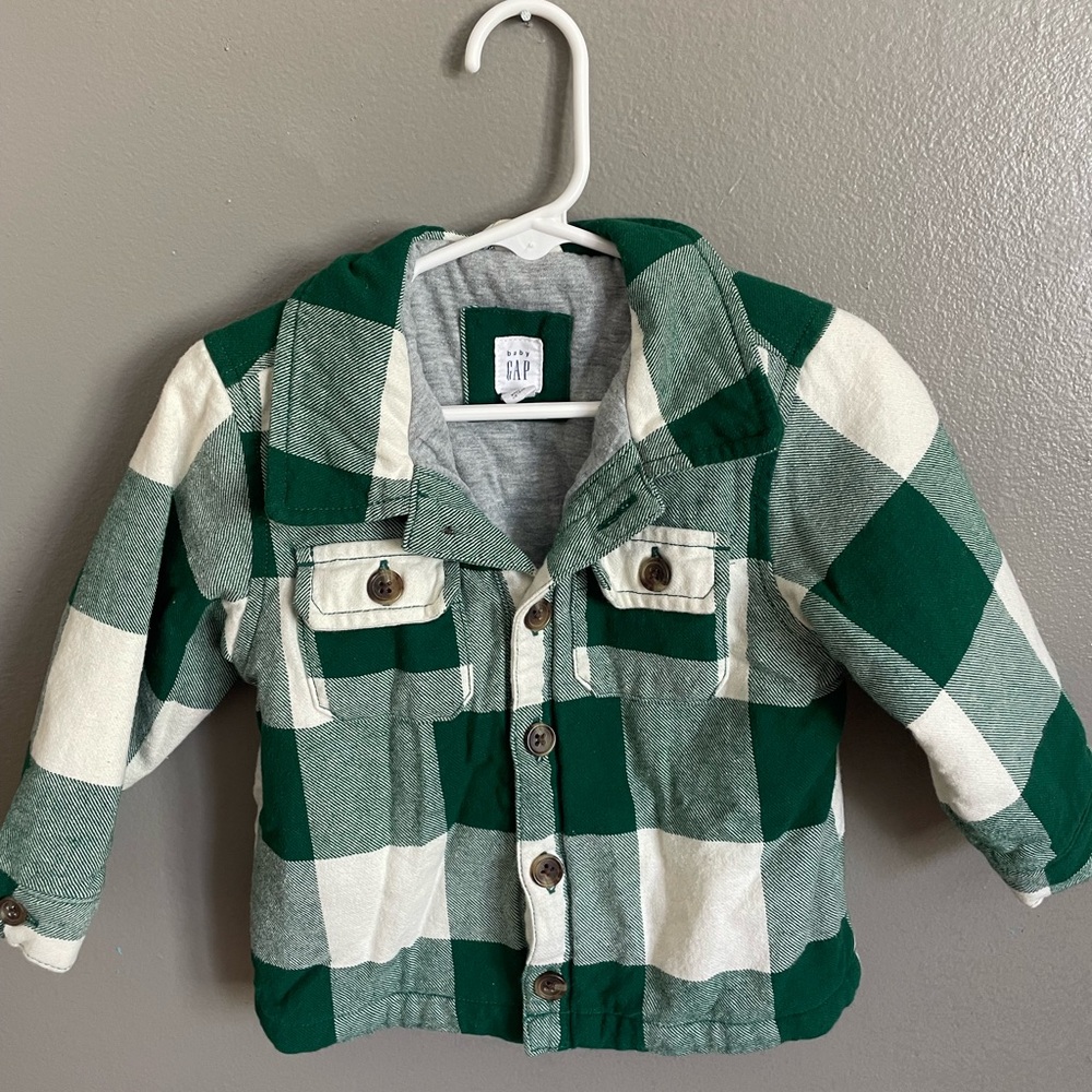 Gap Green and White Plaid Jacket